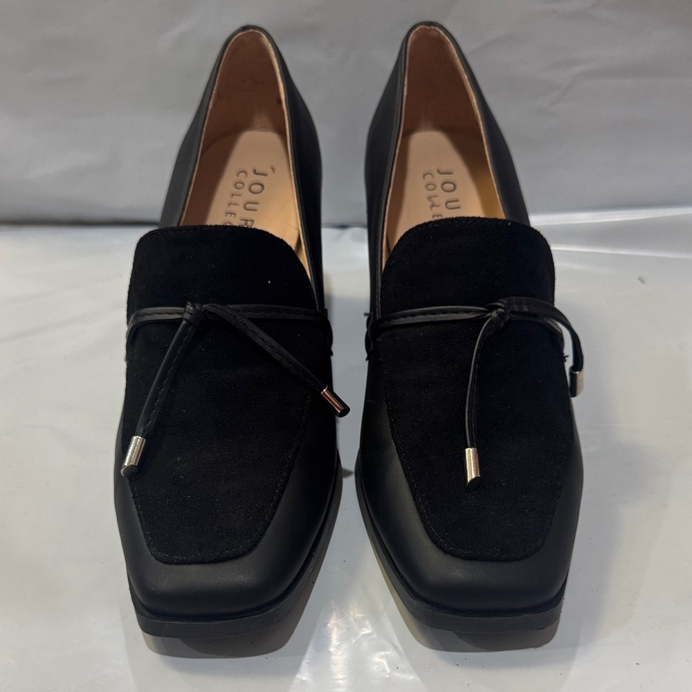 Journee Collection Women's Black Flats with Bow Detail